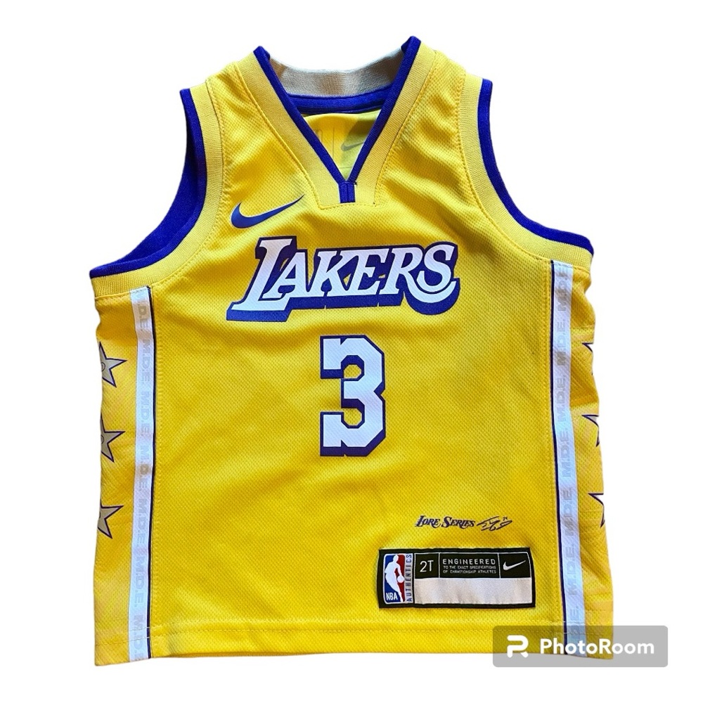 NBA LAKERS Jersey - 2T - Anthony Davis - bright yellow with purple accents -